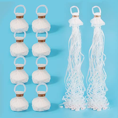 FameFame 30Pack Hand Throw Streamers, No Mess Paper Crackers, Confetti Streamer for Wedding, Birthday, Party Celebrations, White