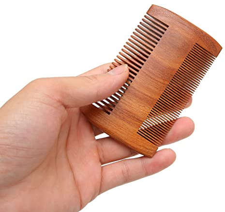 Peines para Piojos, Peine para Barba de Madera, Peine para Barba de Doble Cara de Palisandro Australiano, Peine de Rejilla de Dientes Finos, Peine de Bolsillo para Bigote Antiestático