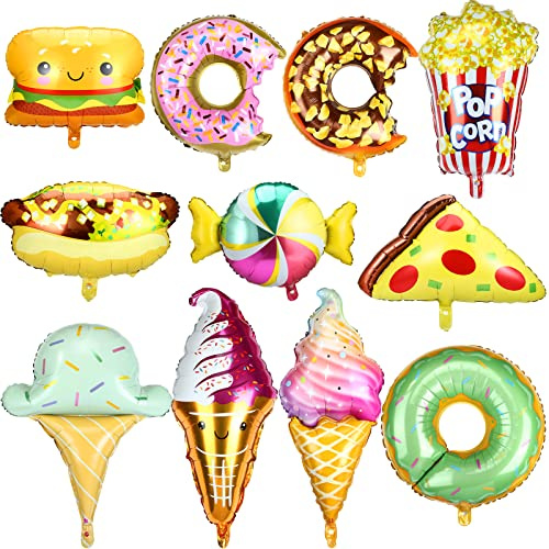 Kesote Ballonger födelsedagsballonger heliumballong 11 folieballong barn heliumballonger godis is hamburgare donut för fest dekoration present