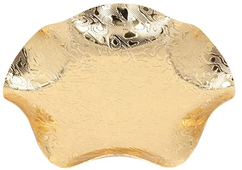 Tazón de frutas dorado, patrón galvanizado Tazón de frutas Plato de refrigerios Plato de frutas Hermoso patrón Superficies más suaves Bandeja de refrigerios para varias decoraciones de mesa de escrito