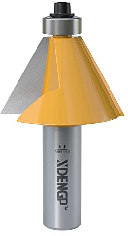 XDENGP 30 Degree Chamfer Router Bit with 1 Inch Cutting Length,1/2 Inch Shank Carbide Edge Forming Bevel Router Bit with Bearing, Chamfer Bit Miter Angle Milling Cutters Tool