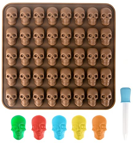 AWAVM 1 Stück 40 Fächer Silikon-Totenkopf-Süßigkeitsform, Keksform, Halloween-Form, kleine Backform, Süßigkeiten, Eiswürfel, Schokolade, Gelee