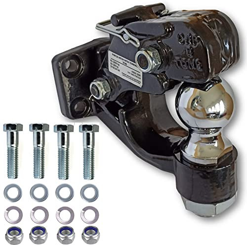 Universelle AHK Kombikupplung Kombinationskupplung für Anhängerkupplung Kupplungsöse Kupplungsmaul - 4 Loch 85x45 mm für Off-Road, Wohnmobil, US-Fahrzeug, Traktor, Transporter, LKW (mit Schraubenset)