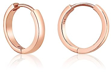 Mary & Jules Creolen Rosegold Damen 925 Sterling Silber rose vergoldet, goldene Ohrringe Damen aus recyceltem Silber, Durchmesser 16 mm, Echtschmuck Ohrstecker für Frauen und Mädchen