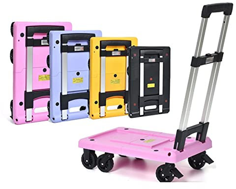 GRFIT Plattformwagen Plattform Handwagen Kleiner Faltbarer Push-Warenkorb for einfache Lagerung und 360-Grad-Schwenkräder einziehbares Chassis Mehrfarbig Transportwagen (Color : Q 5)