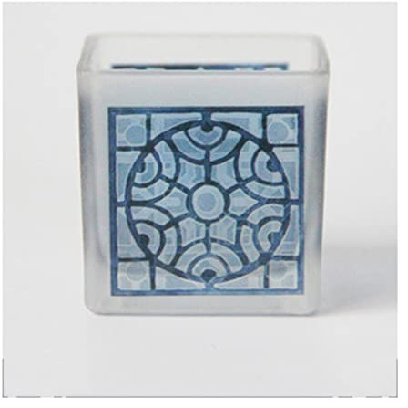 HEXEH Kerzenhalterhalter Candlestick Simple Druck- und Färben von Square Glass Candlestick Romantic Candlelight Dinner Literary Dekoration Kandelaber (Color : E)