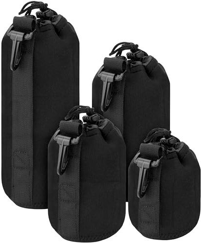 BELLE VOUS 4 TLG Schwarzes Objektiv Tasche Set - Wasserabweisende Neopren Tasche für Universelle DSLR-Kameraobjektive - Weiche Tragetaschen/Reisetaschen - Objektiv Tasche Klein, Mittel, Groß & XL