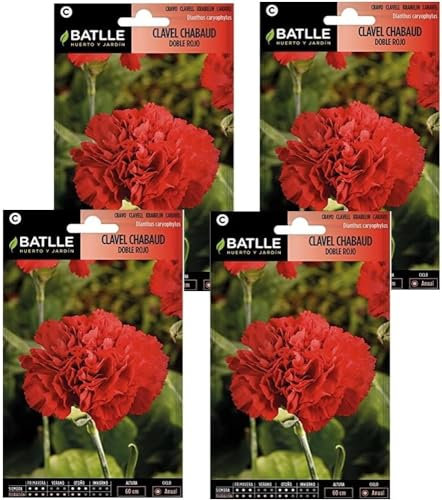 Semillas de clavel rojo chabaud doble Semillas Batlle PACK (4)