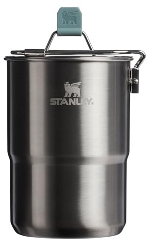 Stanley Wildfare Go Set da Cucina in Acciaio Inox 4 Pezzi | Pentola da 32 oz e Coperchio con Maniglia Pieghevole e Bloccabile | 2 Tazze Impilabili | Elementi Essenziali da Campeggio per la Tua Cucina