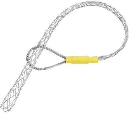 QUARKZMAN Ferrule per Tiracavi per Cavi 20-25mm Giallo 53mm,0,16 Piedi | Calza Tiracavi in Rete Filo Acciaio Zincato, Copertura Liscia, a Singola Testa