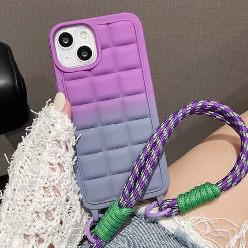 ADKOT Soft Bread Texture With Lanyard Case For iPhone 14 Pro Max 15 Pro Max 11 12 13 Pro Max X XR XS Max Silicon Back Cover,PRGY,For iPhone 11