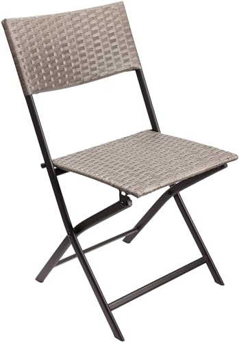 BRUBAKER Silla de Jardín Toskana - Silla Plegable de Poliratán Impermeable y Robusta - Silla Plegable de Balcón - Silla de Camping para Jardín Balcón Terraza - Silla de Camping - Gris Marrón