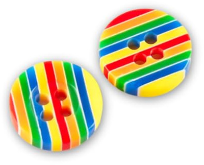 (Pack of 12) 12.5mm Rainbow Striped 4 Hole Shirt Sewing Buttons