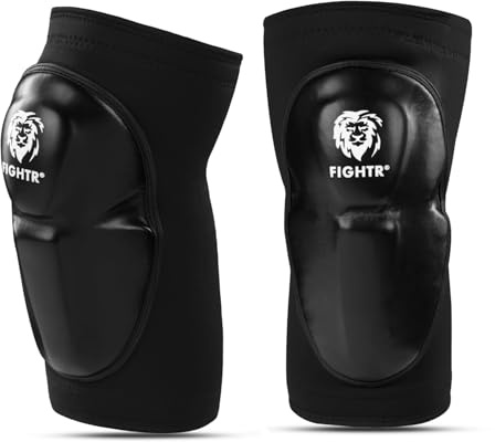 FIGHTR Knieschoner Dick für Kickboxen, MMA, Muay Thai & weitere Kampfsportarten - 2er Set Knie Schoner (Black, L/XL)
