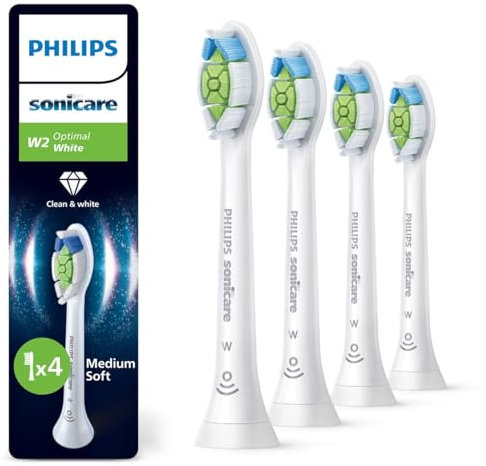 Philips Sonicare W2 Optimal White - Têtes de brosse à dents de rechange d'origine, blanc, lot de 4, HX6064/87