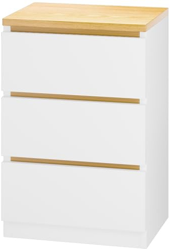 ZHOUBA Mesita de noche, mesa auxiliar rústica para dormitorio, con 3 cajones, mesa de café, 39,9 cm de largo x 30 cm de ancho, mesa auxiliar para cama de madera con espacio de almacenamiento, color