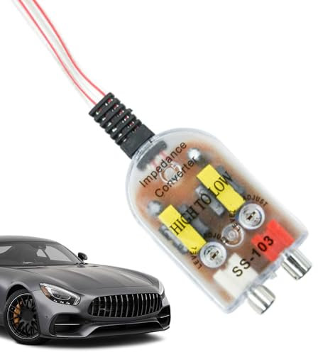 Convertitore di uscita di linee stereo per altoparlante auto, convertitore di uscita stereo per auto - Convertitore di impedenza altoparlante da alto a basso - Convertitore audio stereo a