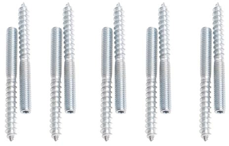 10 Stück Stockschrauben, M6 x 60 mm, Doppelgewindeschrauben, Dübelbefestigung, Doppelseitige Dübelschrauben, Befestigungsmaterial, Montagematerial