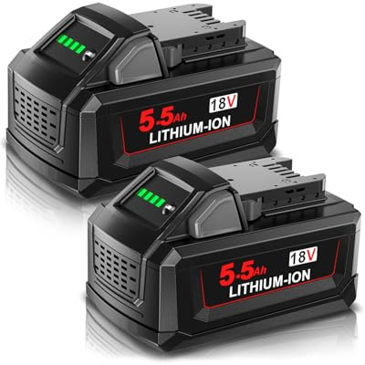 2X 18V 5,5Ah Akku für Milwaukee, Powtree Ersatzakku für Milwaukee M18 Akku Kompatibel mit M18 M18B 48-11-1840 48-11-1828 48-11-1820 48-11-1815 48-11-1850 (Li-ion)