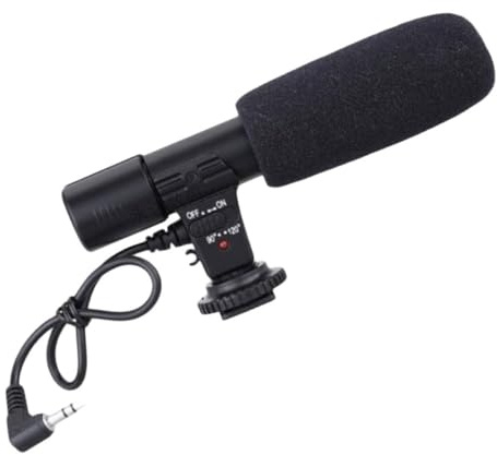 Holibanna Microfono per Interviste Professionale per Fotocamere DSLR e Videocamere Microfono Esterno Angolo 90/120° Compatibile Smartphone e Tablet