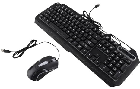 Jectse Combo de Teclado y Mouse de Luz RGB Combo 1200dpi Control de Precisión para PC Portátil de Escritorio, Teclado de Juego USB Ratón para Uso Diario