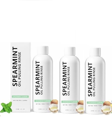 Spearmint Oil Pulling Rinse,Limpieza bucal natural y blanqueador dental,aliento fresco,di adios al mal aliento,3pcs