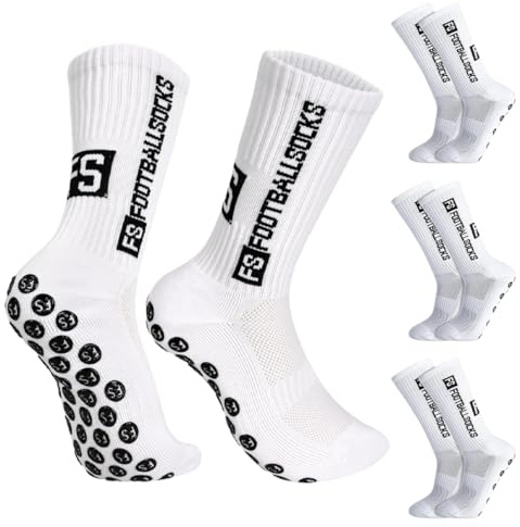 THQAE Lot De 3 Paires De Chaussettes De Football Antidérapantes Pour Adultes, Chaussette antidérapante foot, Chaussettes de foot, Respirantes Pour Le Football, Le Basket-Ball Et La Course à Pied,Blanc