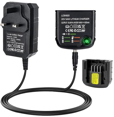 Weciau Lithium Battery Charger for Black & Decker 10.8-20V Li-ion Battery, Max 20V Li-ion Battery Charger, Replacement LCS1620 for Black & Decker, Compatible with LBXR20,LBXR20-OPE,LB20,LBX20,LBX4020