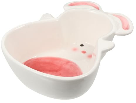 TEHAUX Pet Ceramic Bowl Rabbit Shape Hamster Feeder Cat Dog Bowl Pet Ceramic Feeder for Small Animals
