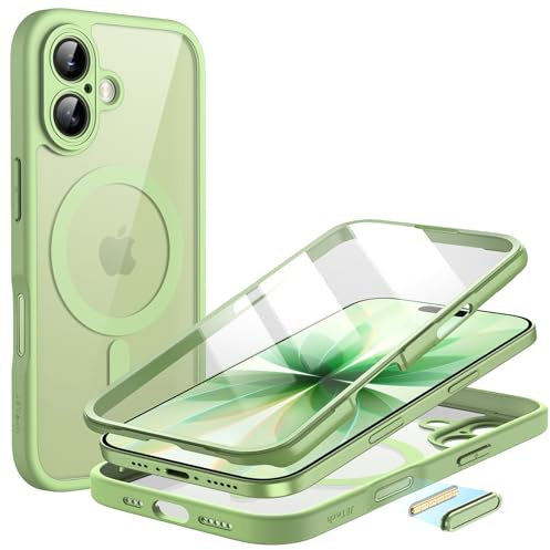 JETech Skal för iPhone 17, 360° Skydd, Salvia | Kompatibel med MagSafe, Inbyggt Skärmskydd av Härdat Glas, Kamerakontrollknapp