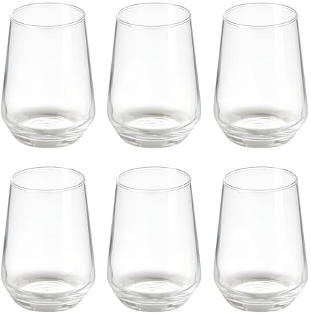 Set 6 Bicchieri da Tavola in Vetro 400 ml Conico Per Acqua Vino Bibite Bicchieri Capienti Multiuso in Confezione Regalo Uso Quotidiano o Professionale