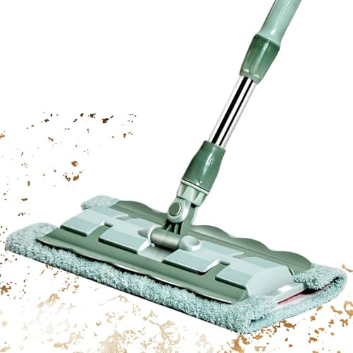 Birtern Trapeador plano de microfibra, mopas de polvo giratorias de 360 grados, herramienta de limpieza con 7 almohadillas mango telescópico para cocina, baño, madera dura, comercial, grandes áreas
