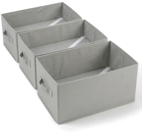 edihome, Organizador Armario, Separadores de Cajones para Camisetas y Ropa Interior, Cajas Organizadoras Armarios Plegables para Ordenar Cajones (Gris Claro, Pack 3 - Sin Compartimentos)