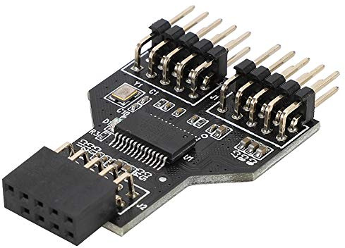 Bewinner USB 2.0 9-Pin to Dual 9-Pin Expansion Card Hub Converter, High-Speed RGB Deconcentrator & Adapter for XP/7/8/10, Compatible with USB VGA Docking Station