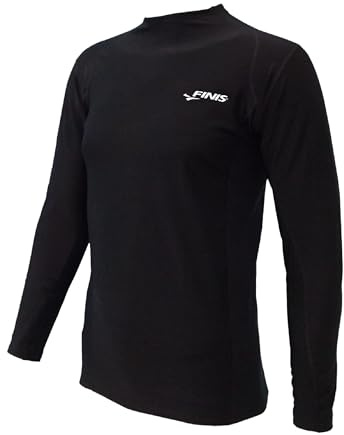 FINIS Thermal Swim Shirt - Heat-Retaining BiPoly Fabric - UPF 50 & Up UV Protection - Chlorine Resistant - Adult L Black