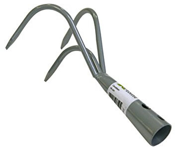 Xclou Garden Grubber, Handgrubber aus Stahl mit Pulverbeschichtung, 3 Zinken, Jätgrubber mit ca. 21 x 10,5 x 9 cm, silber