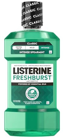 Listerine - 8679 Freshburst Antiseptic Mouthwash with Germ-Killing Oral Care Formula to Fight Bad Breath, Plaque and Gingivitis, 1 L
