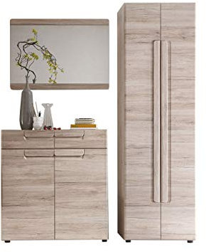 trendteam smart living - Malea - Garderobenkombination - Eiche - Garderobenschrank, Schukommode, Wandspiegel - (BxHxT) 170 x 188 x 38 cm - Coat Rack Panel