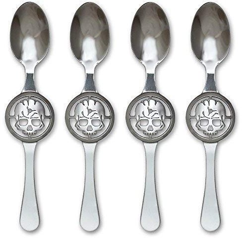 4x Absinth Löffel Totenschädel - Absinthe Skull Spoon - Cuillère à Absinthe originale