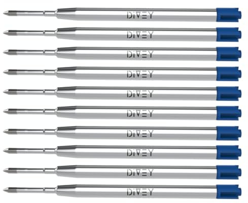 DIVEY Kugelschreiberminen für das G2-Format - hochwertige Großraumminen im 10er Pack - Ersatzminen - Kugelschreiber Minen - Kuliminen - Kugelschreiber Patrone - Blau