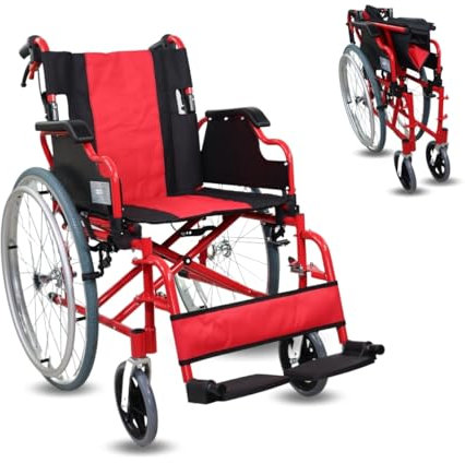 Mobiclinic, Sedia a rotelle pieghevole, Torre, Alluminio, Doppio sistema frenante, Poggiapiedi pieghevoli e rimovibili, Braccioli, Schienale diviso, Sedile 44 cm, Ultra leggero