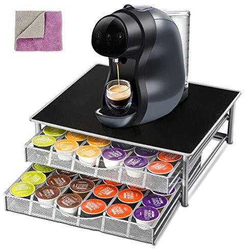Masthome Kaffee Kapselhalter,2-Tier Kaffee KapselSchublade zur Aufbewahrung für Dolce Gusto käpsel, Kapselständer Organiser Kapazität 72 mit Rutschfeste Oberfläche-Hergeben1 Reinigungstuch
