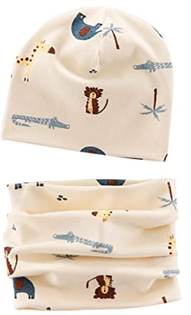 VUCDXOP Baby Kinder Baumwolle Mütze Schal Set Winter Jungen Mädchen Beanie Hüte + Schlauchschal 2er Set Herbst Winter Weich Baumwolle Beanie Mütze Hut Halstuch Rundschal Nackenwärmer Set