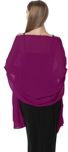Hotshawl Chiffongsjalar och schalar för aftonklänningar, för damer, elegant mjuk halsduk brud scarf bröllop schal, Röd lila, one size