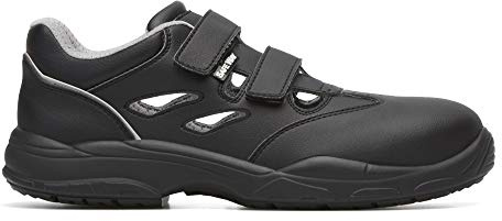 Exena LOTUS20 S1 Safety Shoes Black Non-Slip with Protective Cap Work Shoes Velcro Fastening, black, 9.5 UK