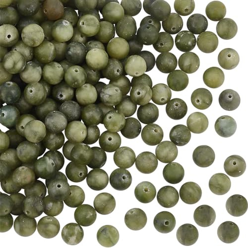 OLYCRAFT Über 200 Stück 8mm Natürliche Taiwan Jade Perlen Natur Grün Jasper Perlen Runde Lose Edelstein Perlen Für Armband Halskette Ohrringe Schmuckherstellung-1.5mm Loch