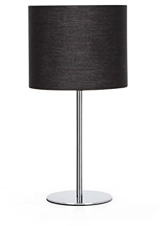 Aigostar - Lámpara de Mesa Clásica, Porlámparas de Casquillo Fino E14, Lámpara Decorativa Clásica con Base de Acero Brillante y Tulipa Negra, Perfecta para Mesa de Noche o Decorar Cualquier Estancia