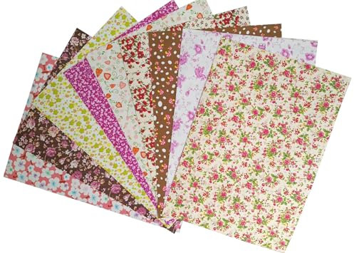 10 Sheets 30 x 20cm Self-Adhesive Fabric Sticky Back Adhesive Sticky Fabric Assorted Colours DIY Hobby Crafter Sheets Ideal for Art and Craft Making Wrapping