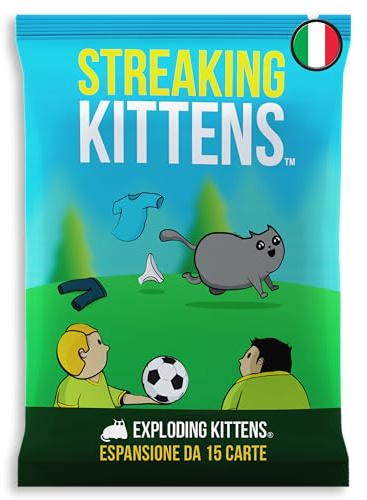 Asmodee: Streaking Kittens, Erweiterung Kartenspiel, Exploding Kittens, Edition auf Italienisch