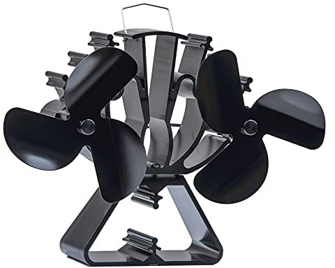HAWCAFU Ventola per stufa a legna a 6 pale doppio motore doppio ventilatore per camino alimentato a calore per stufa a legna ventilatore per stufa a legna camino ecologico silenzioso per grandi stanze
